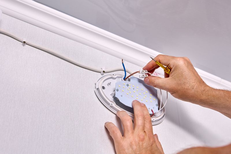 Handyman installing a light fixture