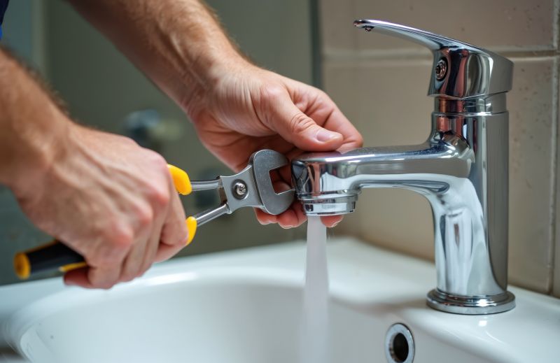 Handyman fixing a faucet
